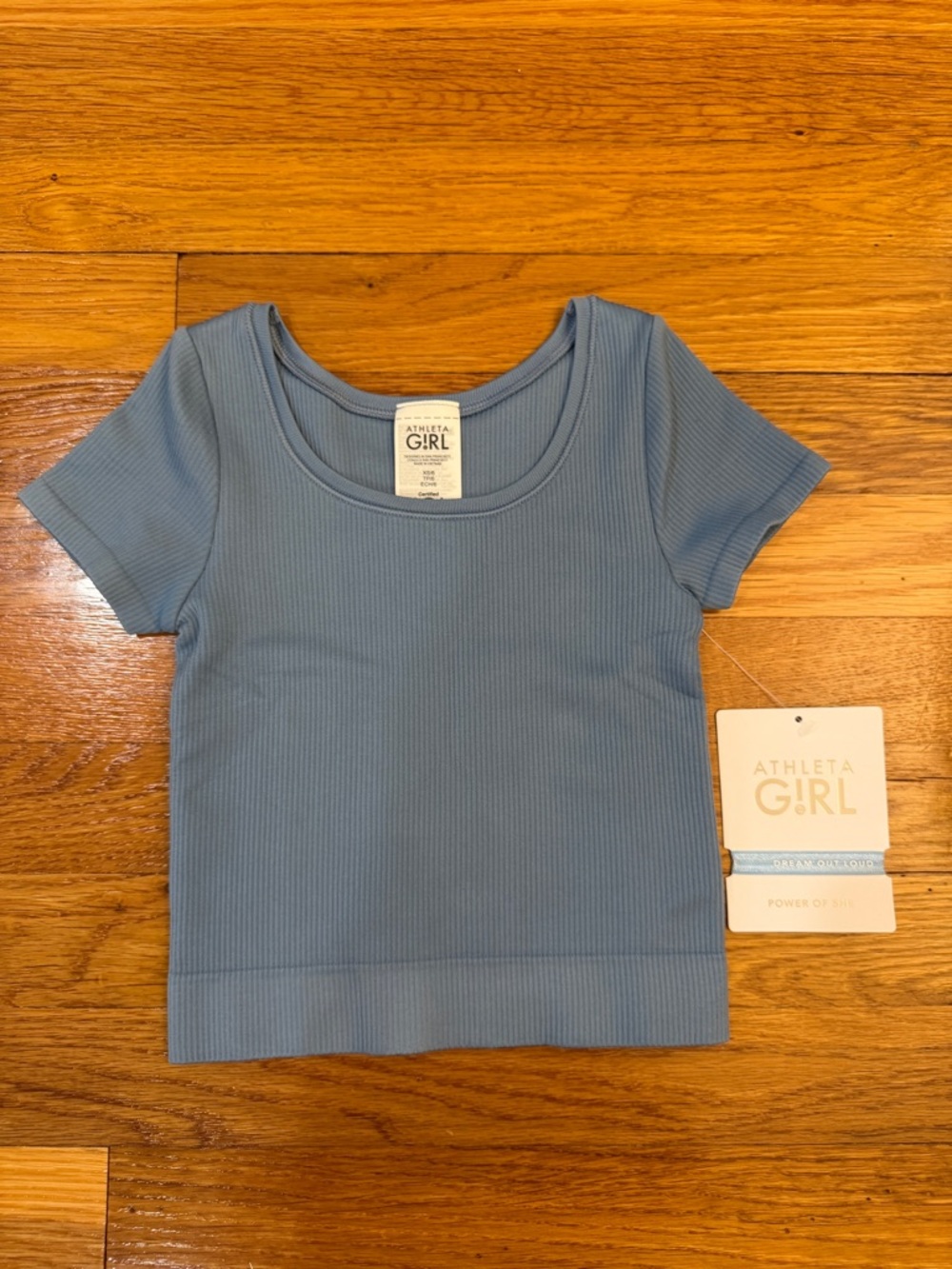 Athleta Girl Rise Above Rib Crop Tee in Light Blue - Size XS/6 NWT (New) T-Shirt